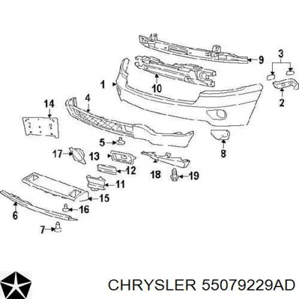 55079229AD Chrysler soporte de parachoques delantero izquierdo