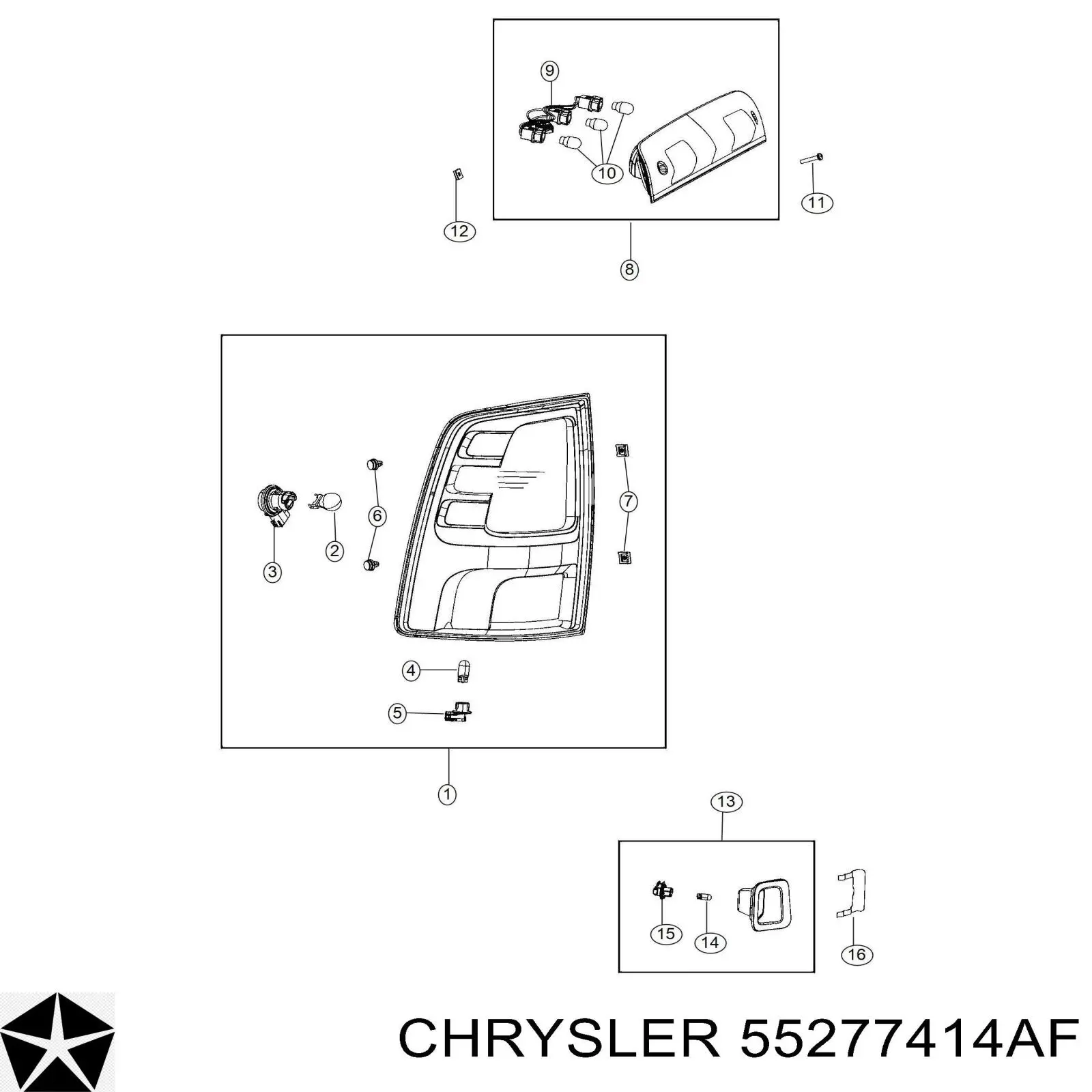 55277414AF Chrysler piloto posterior derecho