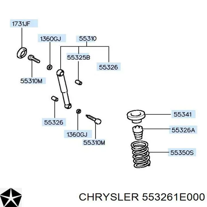 553261E000 Chrysler almohadilla de tope, suspensión trasera