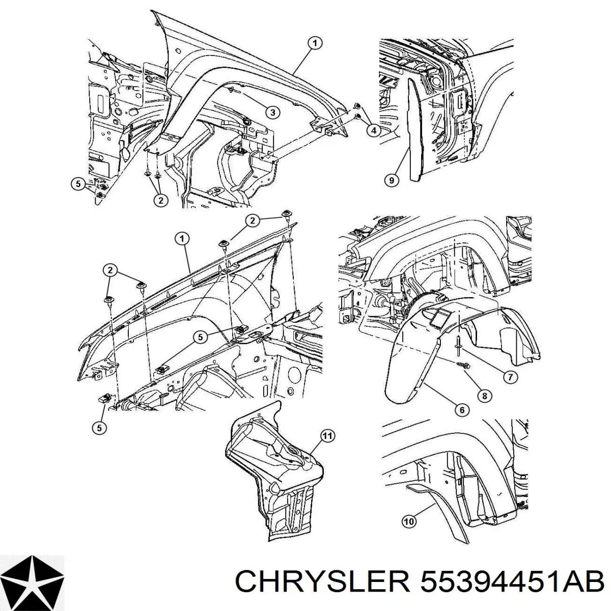 55394451AB Chrysler guardabarros delantero izquierdo
