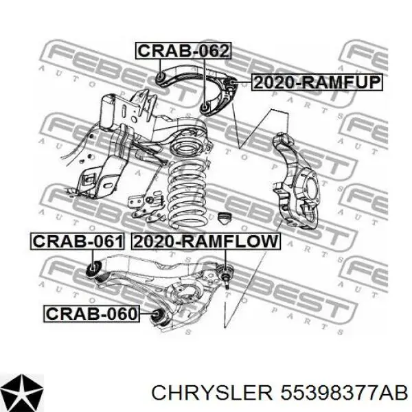 55398377AB Chrysler barra oscilante, suspensión de ruedas delantera, inferior izquierda