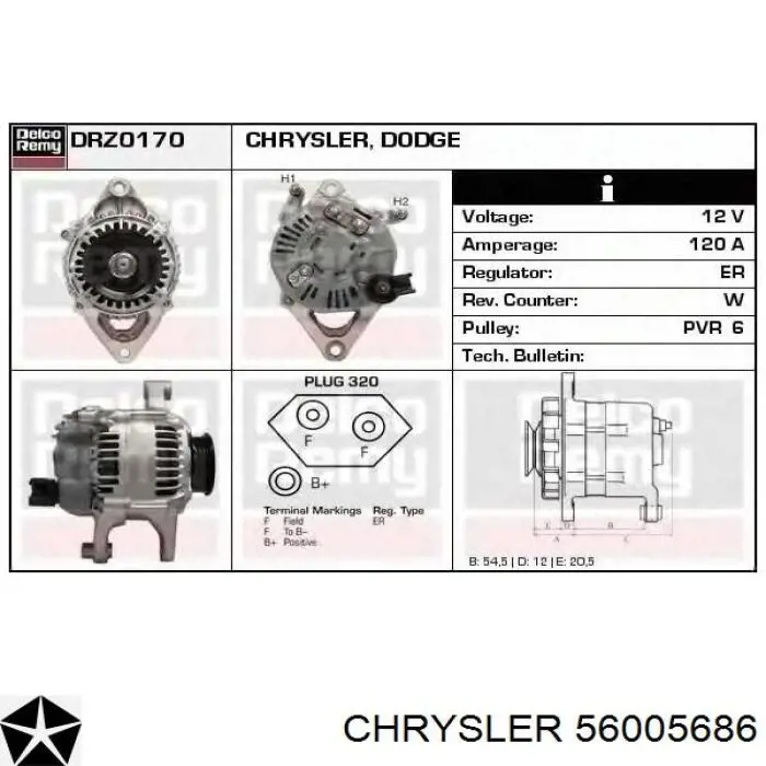 56005686 Chrysler alternador