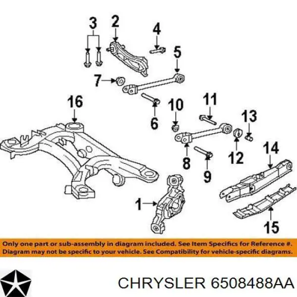 6508488AA Chrysler perno de fijación, brazo oscilante inferior trasero,interior