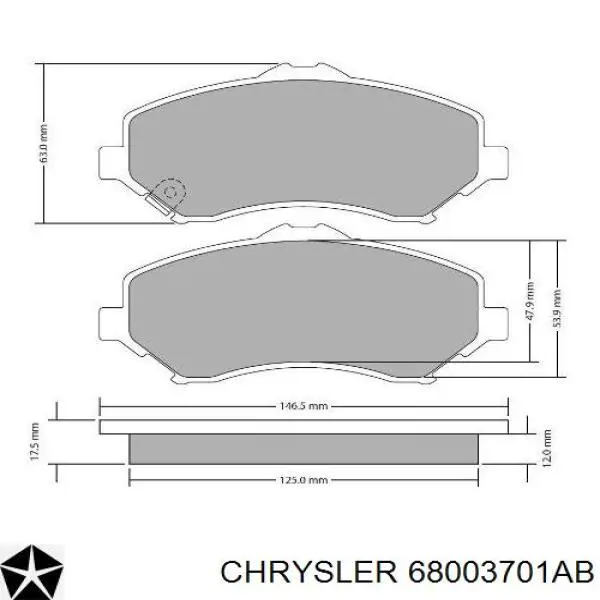 Comprar 68003701AB Chrysler Pastillas delanteras de freno