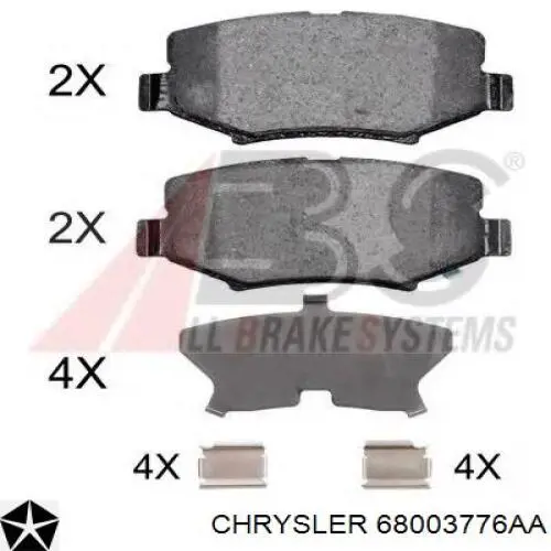 Pastillas traseras de freno Chrysler 68003776AA precio, desde 25,09 EUR