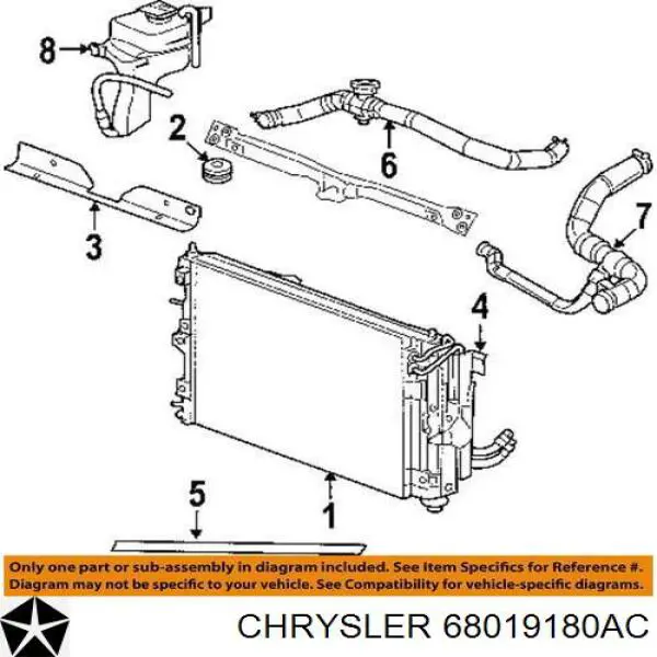 68019180AC Chrysler soporte, faro antiniebla trasero, derecho