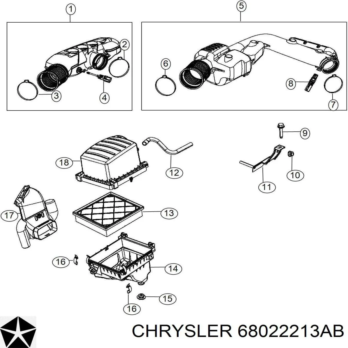 Entrada del filtro de aire Chrysler 68022213AB precio, desde 52,04 EUR