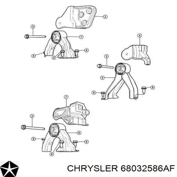 Comprar 68032586AF Chrysler Soporte de motor trasero