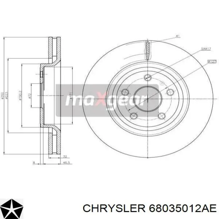Comprar 68035012AE Chrysler Freno de disco delantero