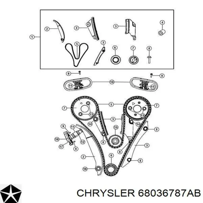 K68036787AB Fiat/Alfa/Lancia kit de cadenas de distribución