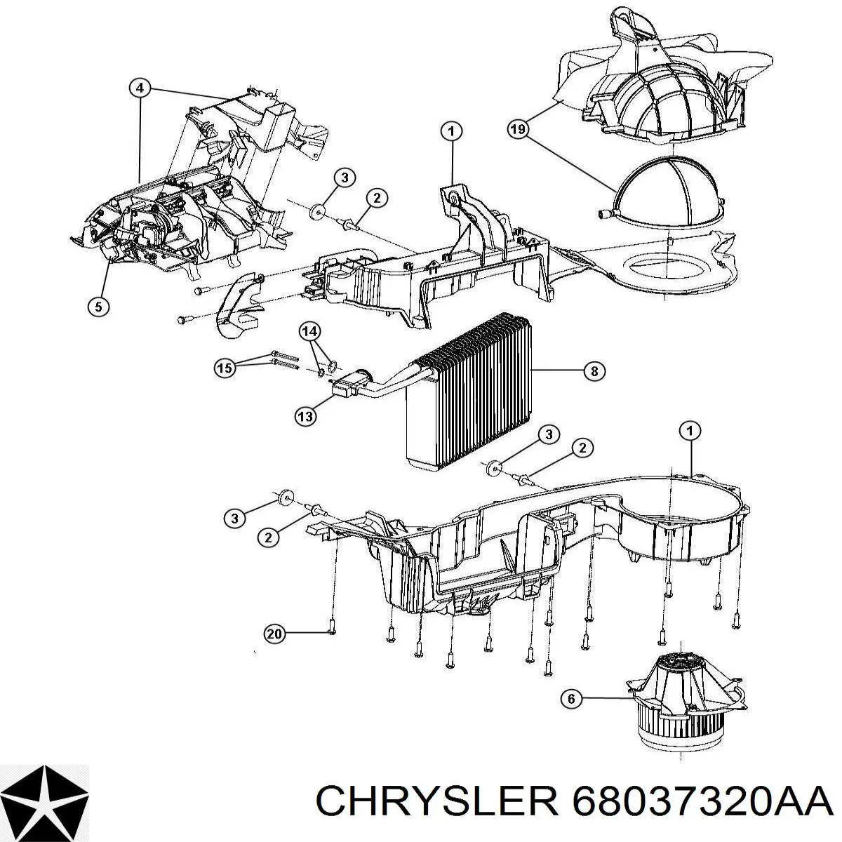 68037320AA Chrysler radiador de calefacción