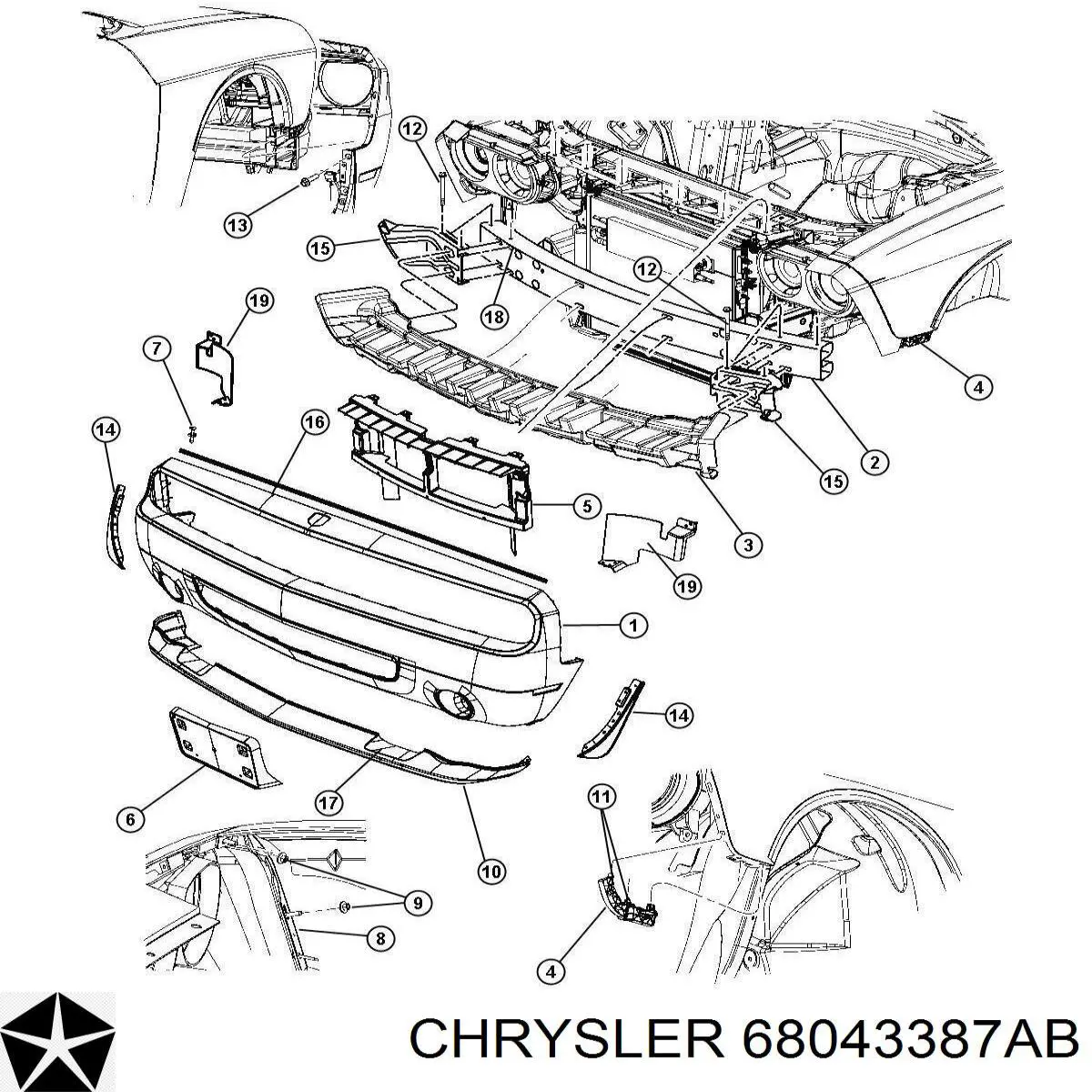 68043387AA Chrysler parachoques delantero