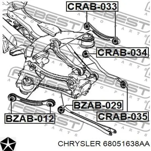 68051638AA Chrysler brazo de suspension trasera derecha