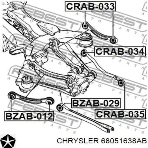 68051638AB Chrysler brazo de suspension trasera derecha