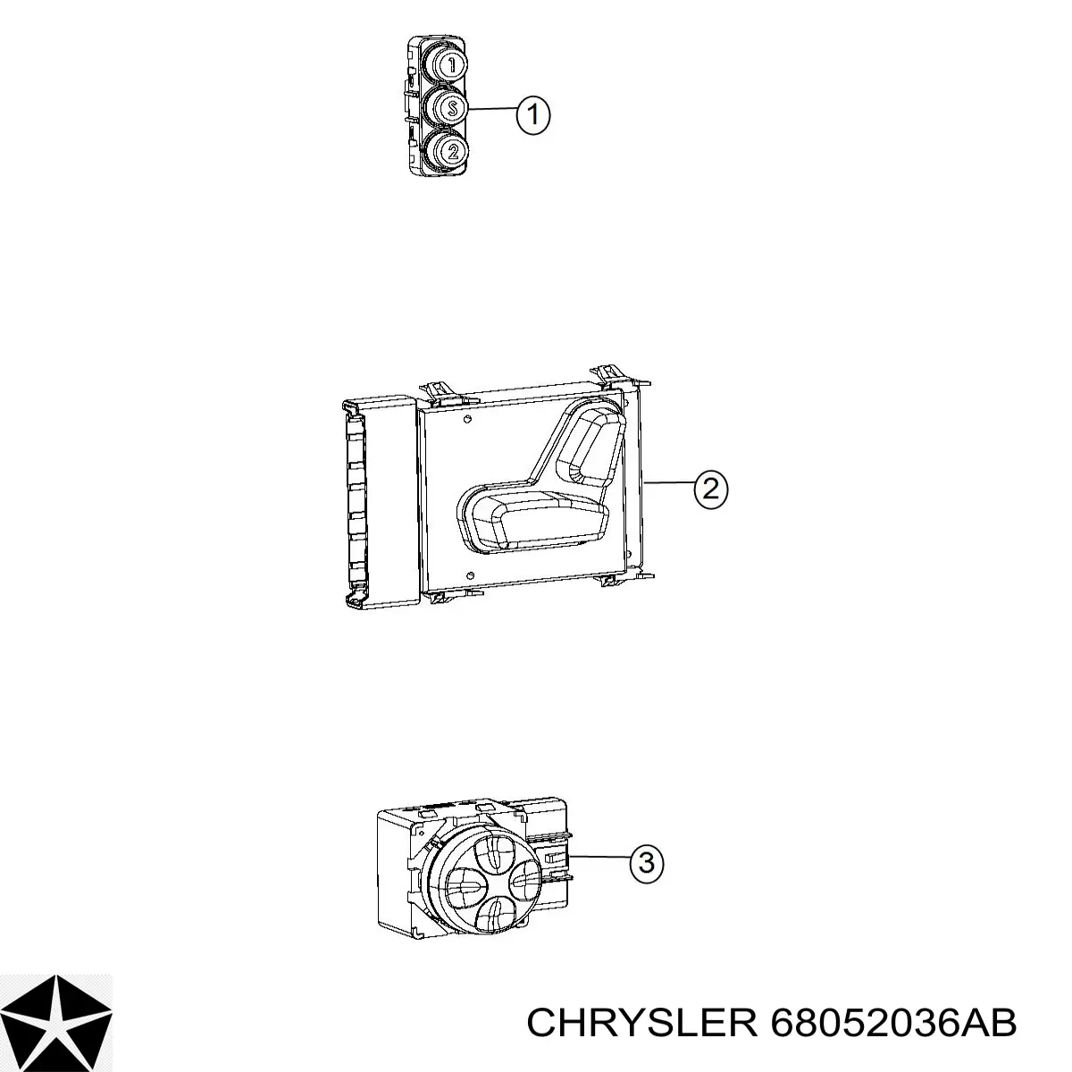 68052036AB Chrysler mando botones ajuste para el asiento