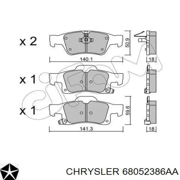 Comprar 68052386AA Chrysler Pastillas de freno traseras