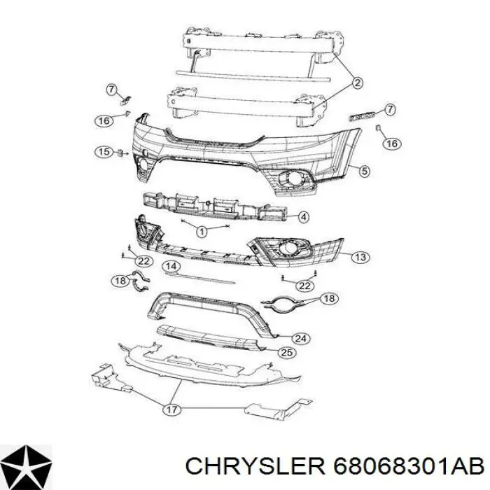 68068301AB Chrysler protector para parachoques