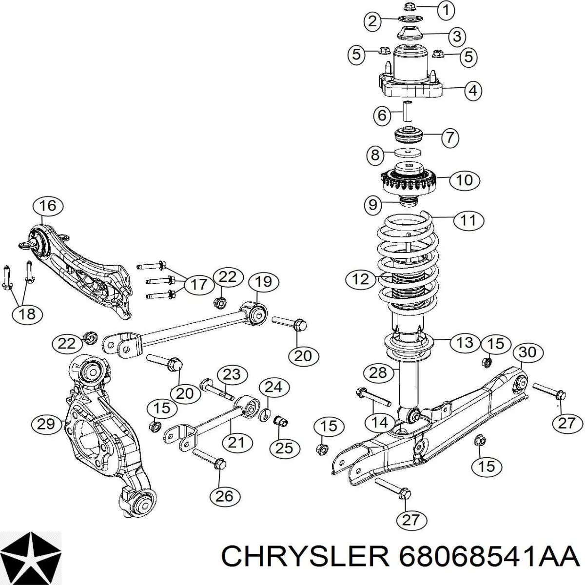 68068541AA Chrysler Tope de amortiguador trasero