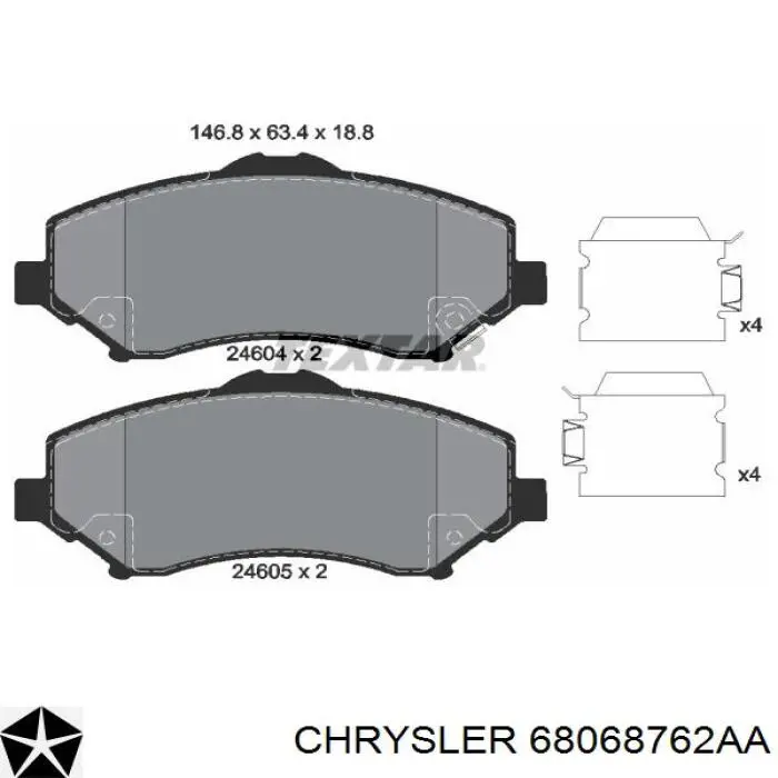 68068762AA Chrysler pastillas de freno delanteras