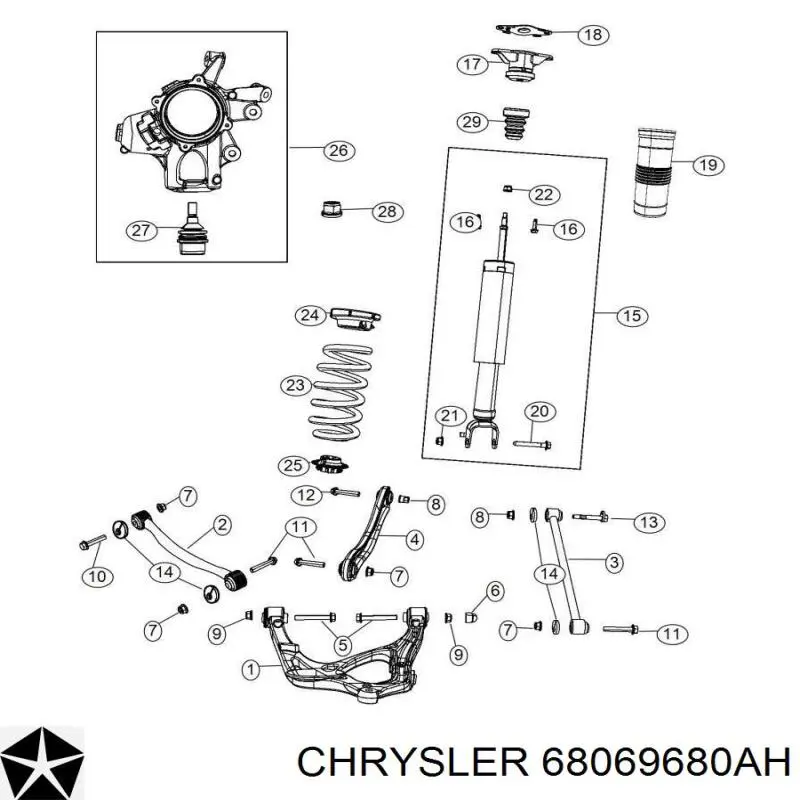 Comprar 68069680AF Chrysler Amortiguador trasero