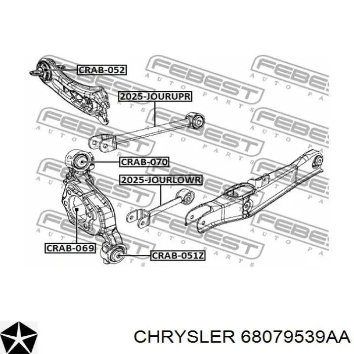 68079539AA Chrysler barra transversal de suspensión trasera