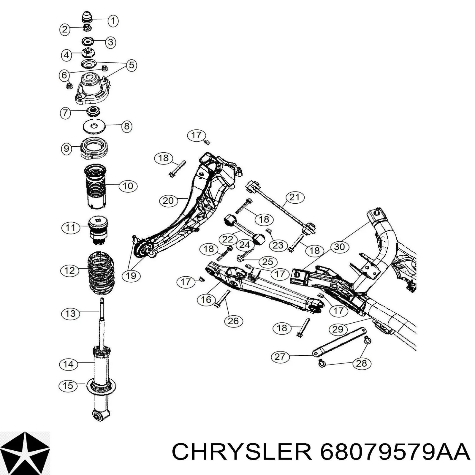 Comprar 68079579AA Chrysler Buje de vástago de amortiguador trasero