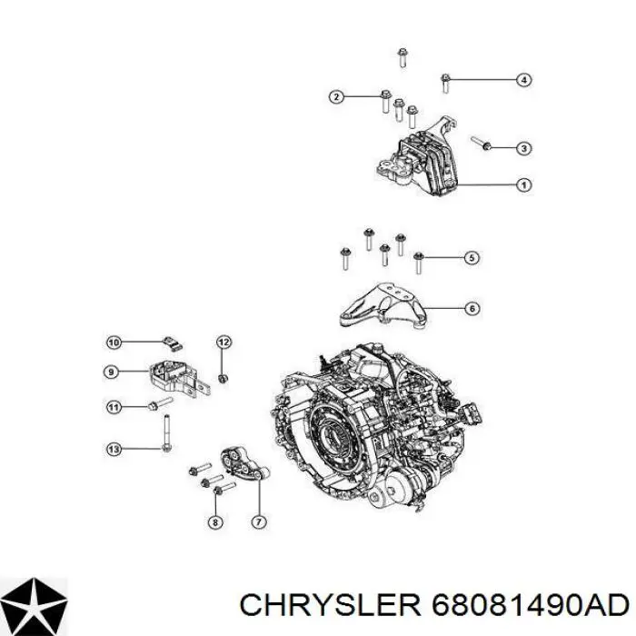 68081490AD Parts Master soporte de motor trasero