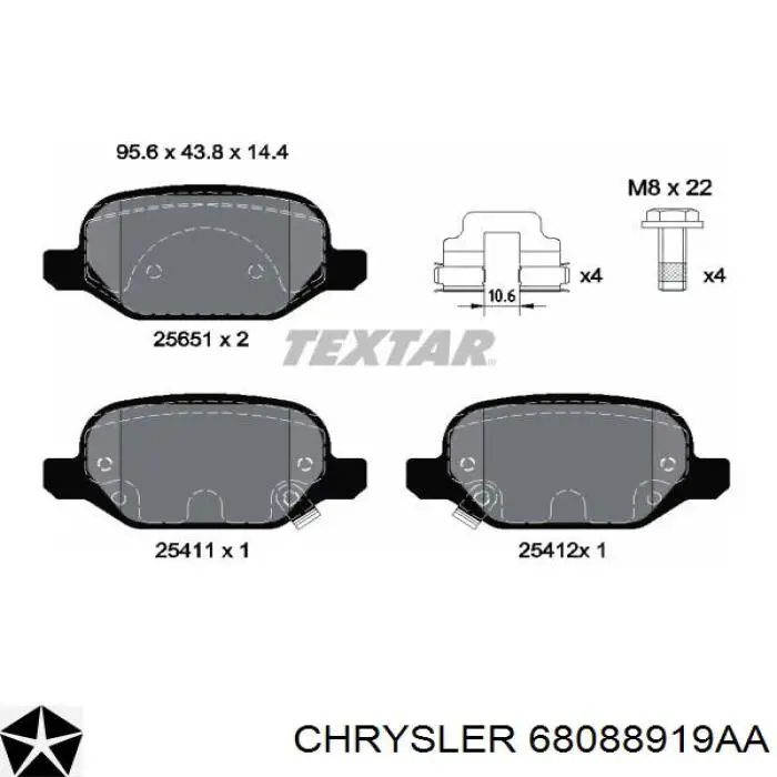 Pastillas traseras de freno Chrysler 68088919AA precio, desde 33,71 EUR