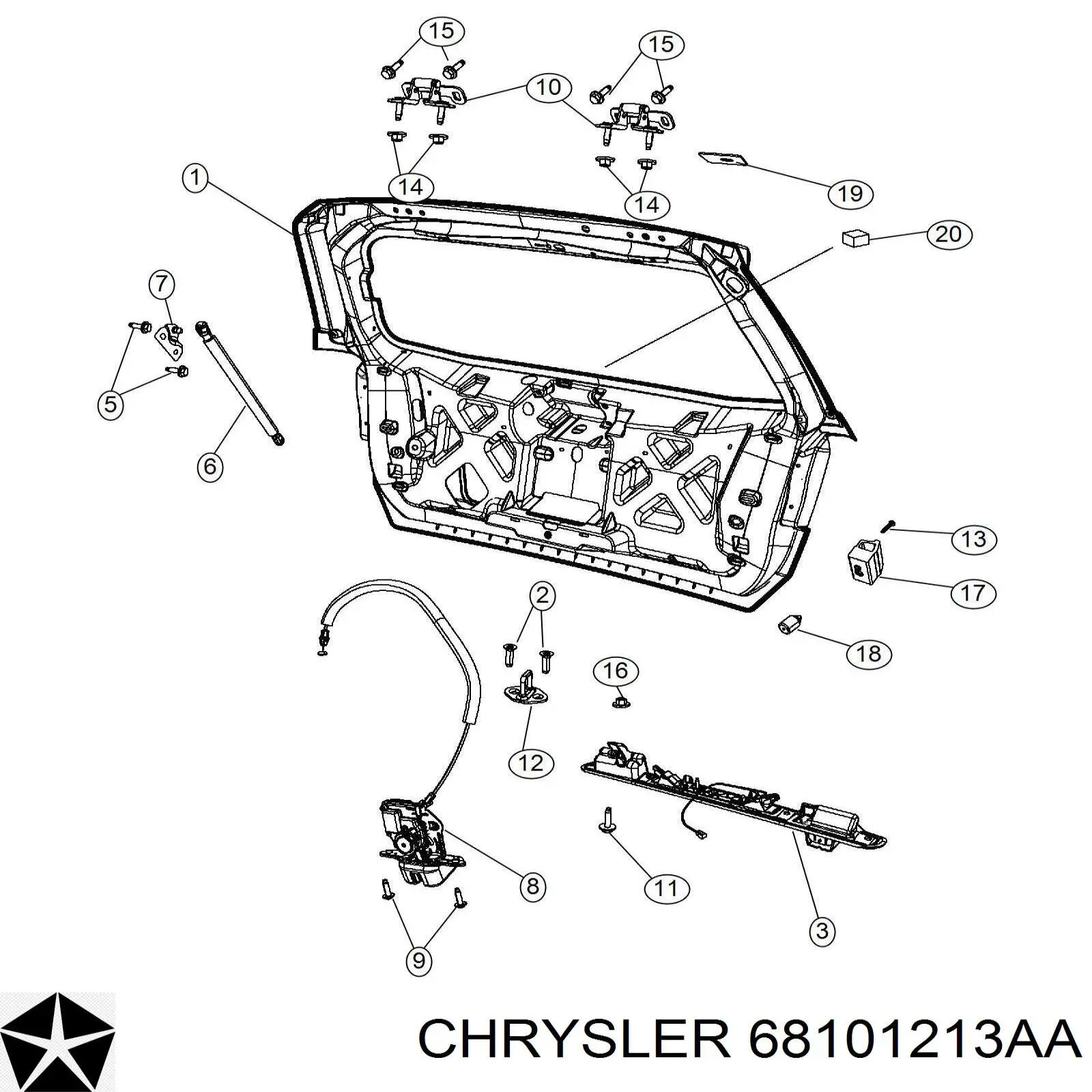 68101213AA Chrysler amortiguador de maletero