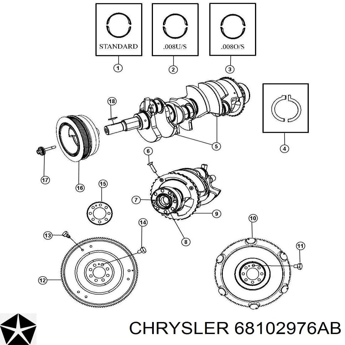 Kit cojinetes cigüeñal, estándar, (STD) para Chrysler 300 