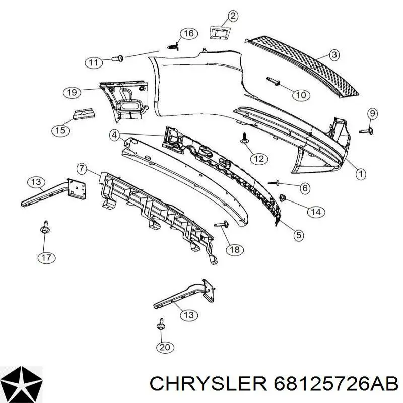 68125726AB Chrysler Defensa trasero