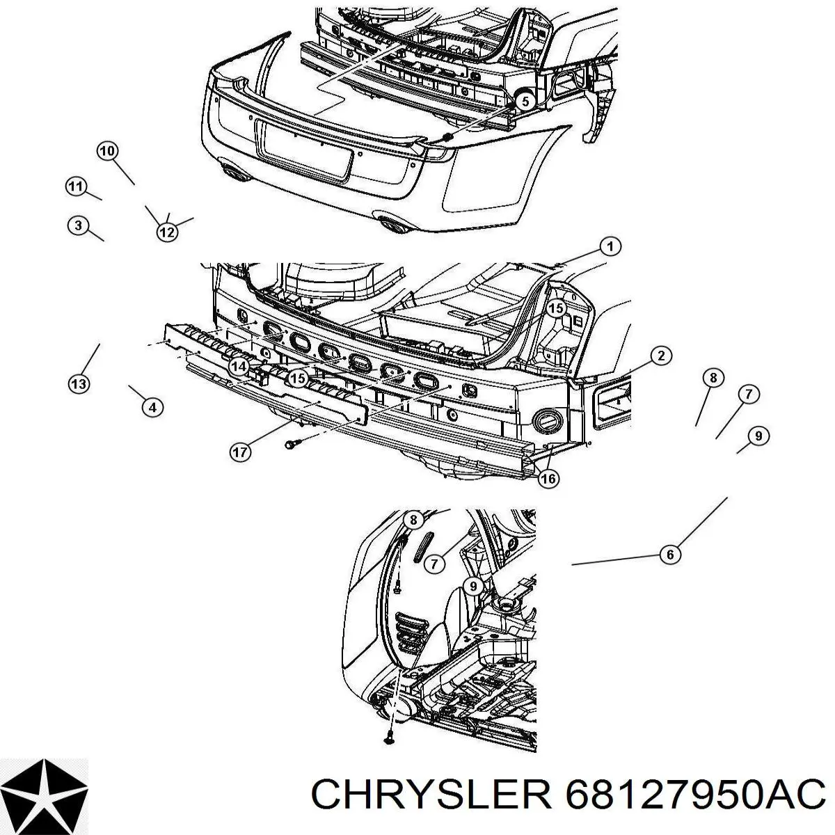 68127950AC Market (OEM) parachoques trasero