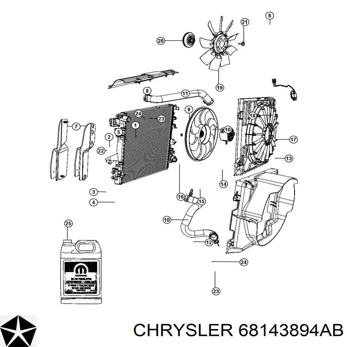 68143894AB Chrysler Ventilador de refrigeración del motor