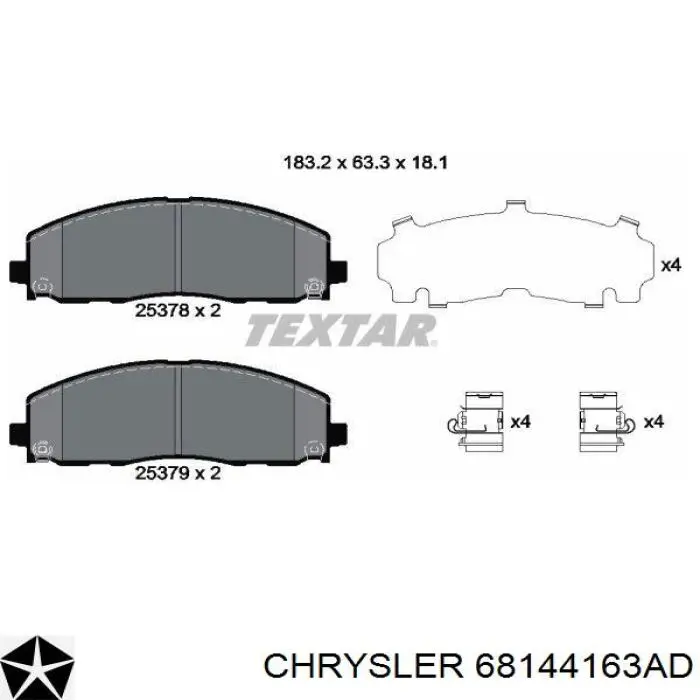 68144163AD Chrysler pastillas de freno delanteras