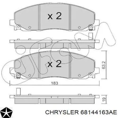 68144163AE Chrysler pastillas de freno delanteras