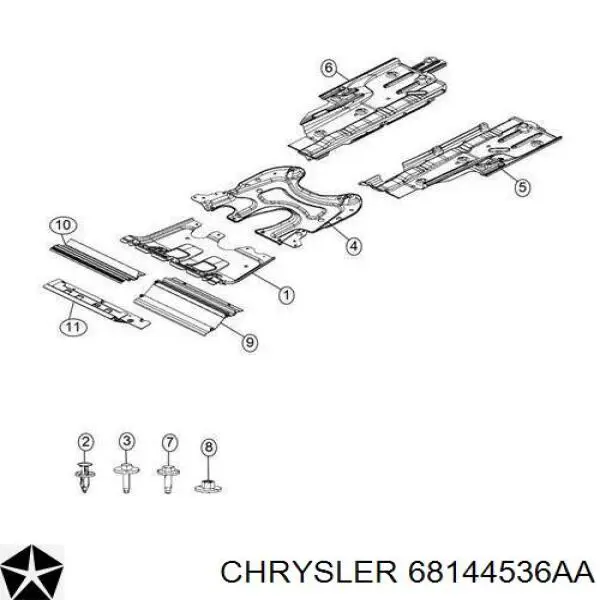 68144536AA Chrysler deflector de aire, radiador, inferior