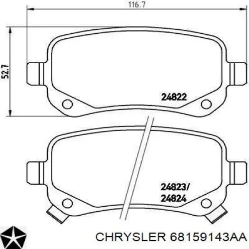 68159143AA Chrysler pastillas de freno traseras