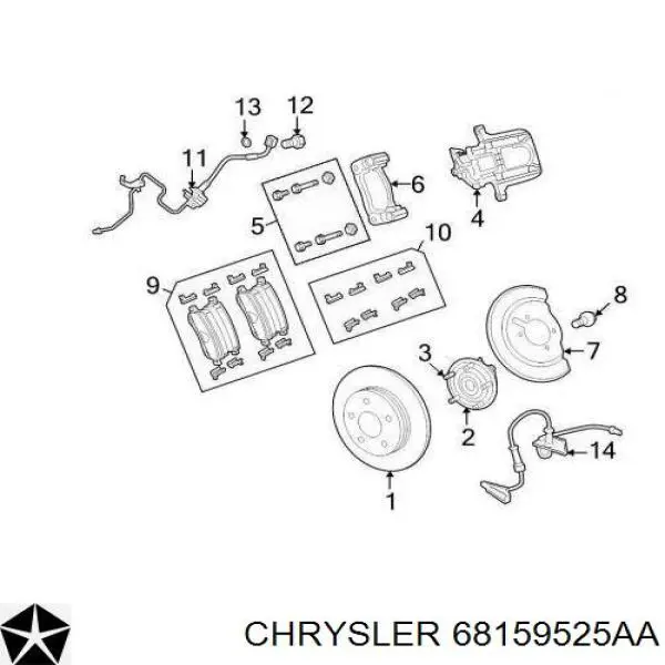 68159525AA Chrysler pinza de freno trasera izquierda