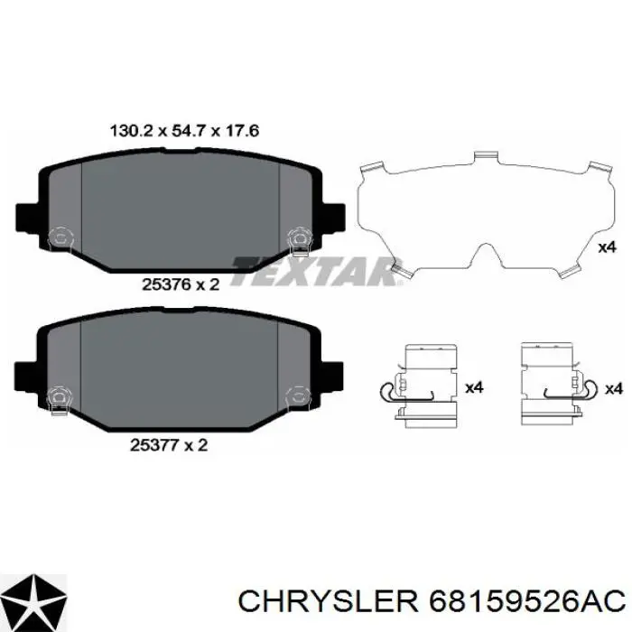 Comprar 68159526AC Chrysler Pastillas de freno traseras