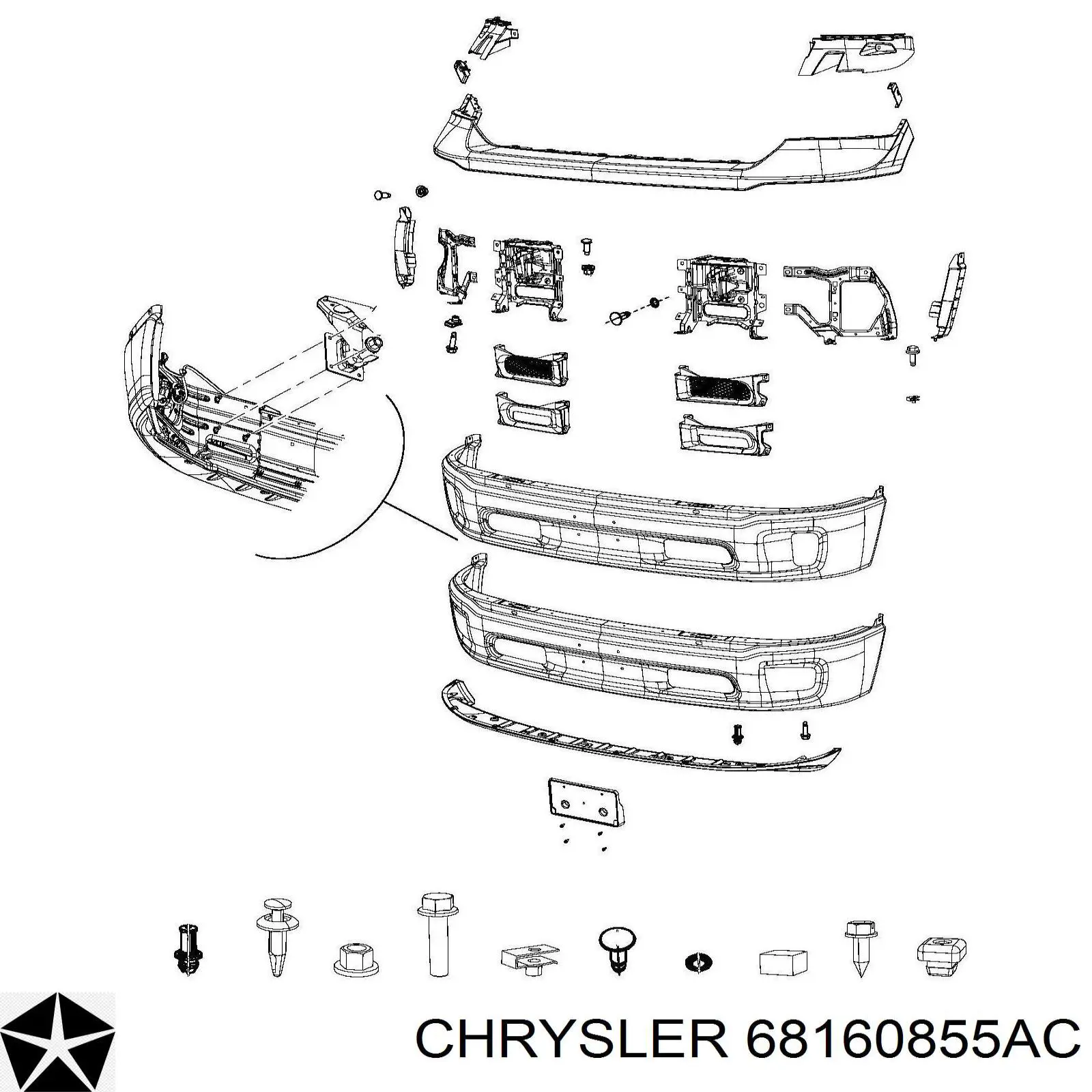 68160855AC Chrysler parachoques delantero, parte inferior