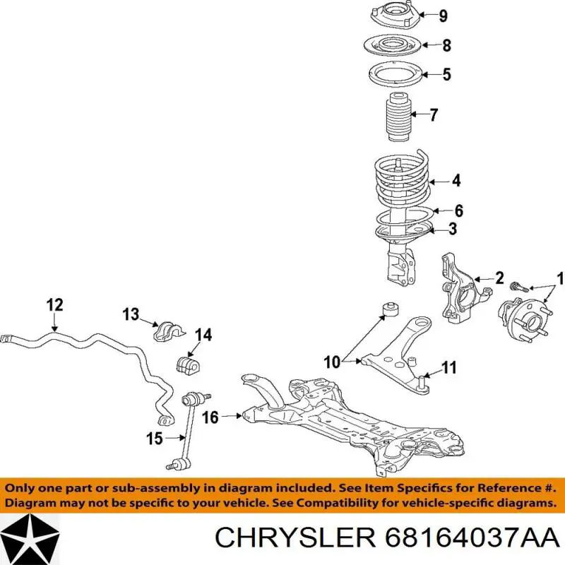 68164037AA Chrysler soporte de barra estabilizadora delantera