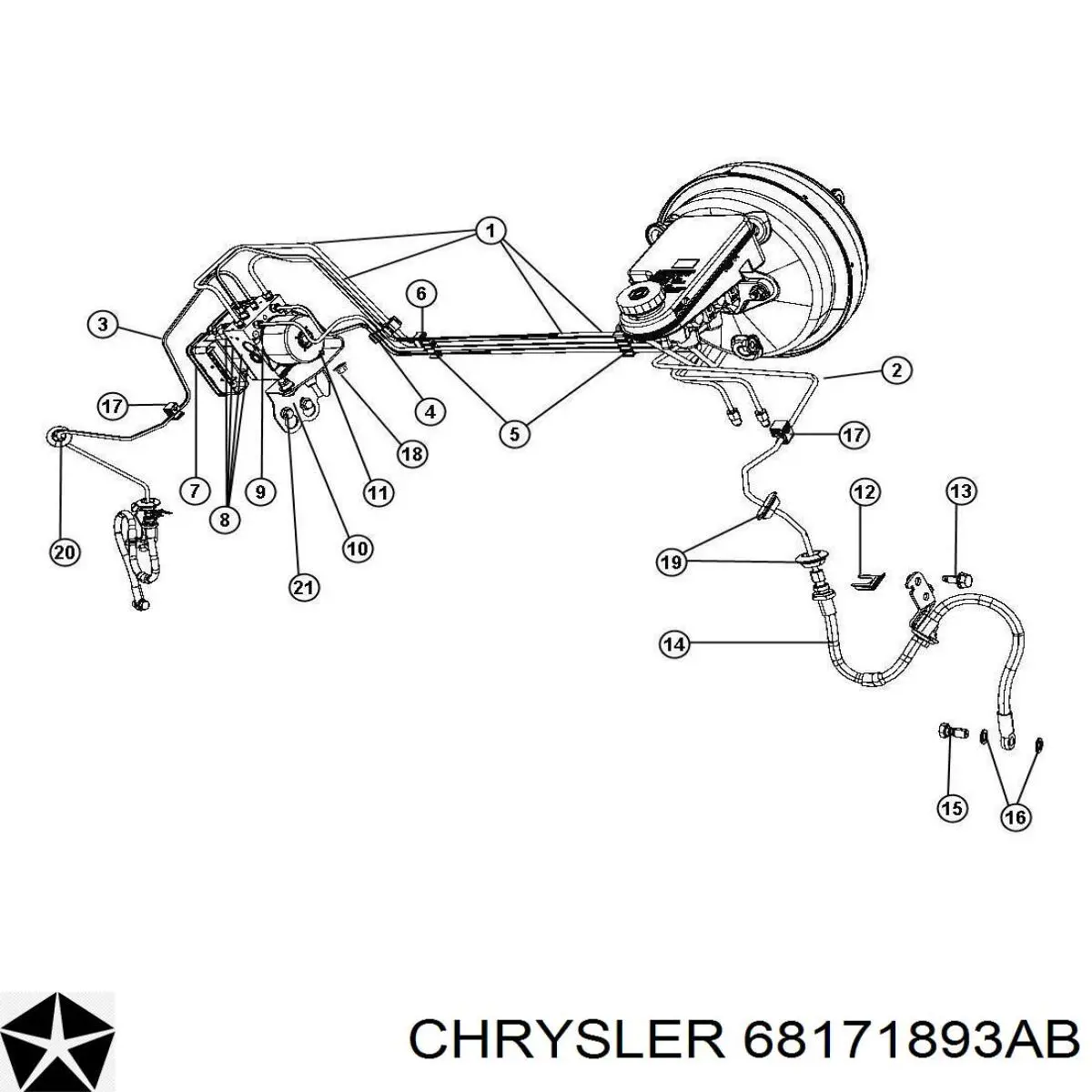 68171893AB Chrysler tubo flexible de frenos delantero izquierdo