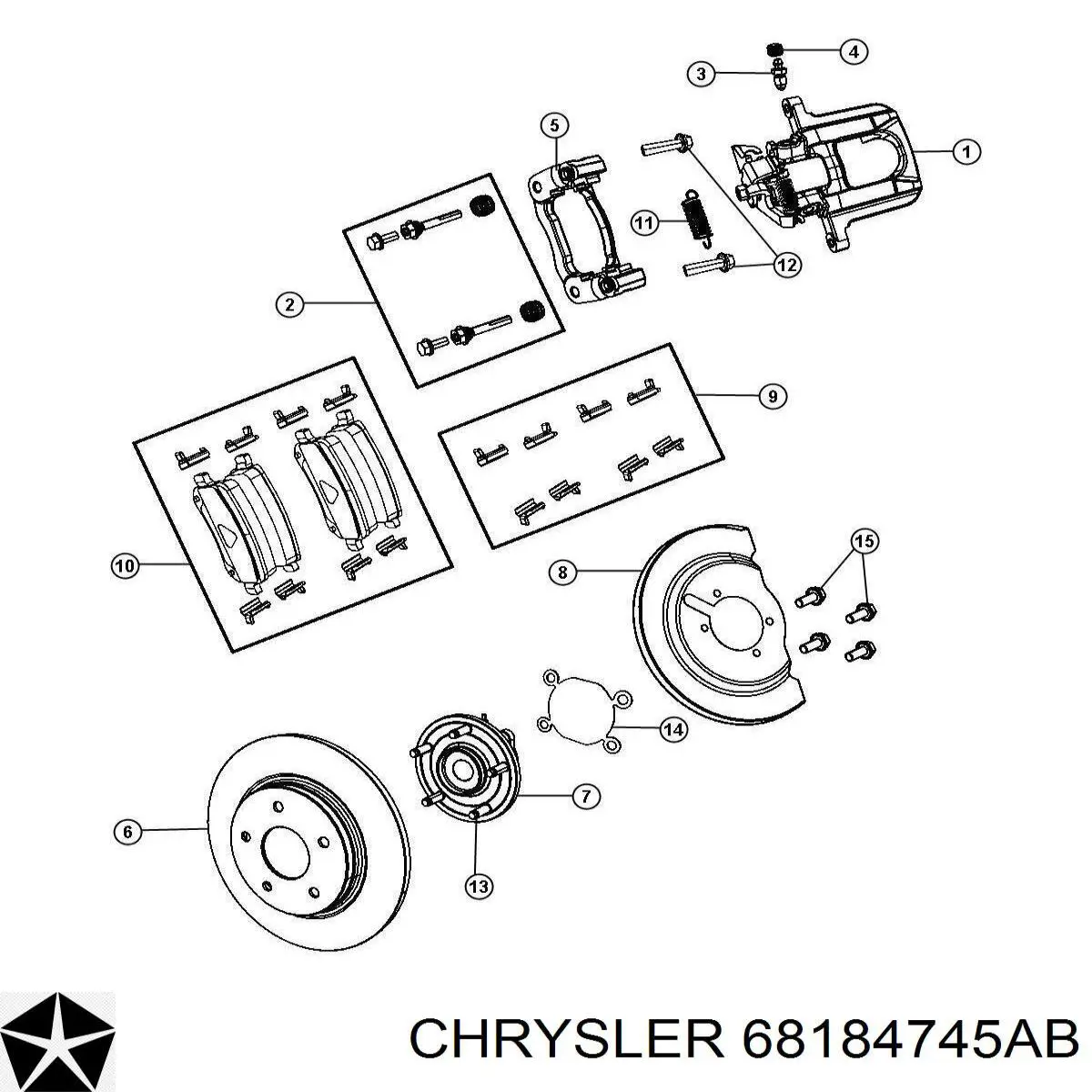 68184745AB Chrysler cubo trasero izquierdo