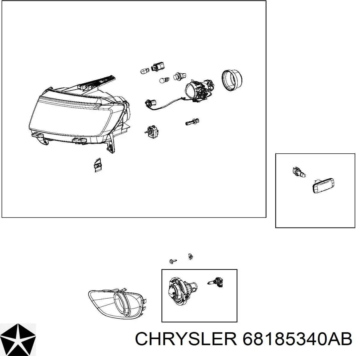 68185340AB Chrysler faro derecho