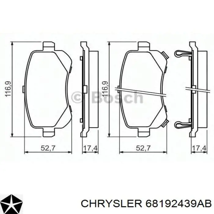 68192439AB Chrysler Pastillas freno traseras