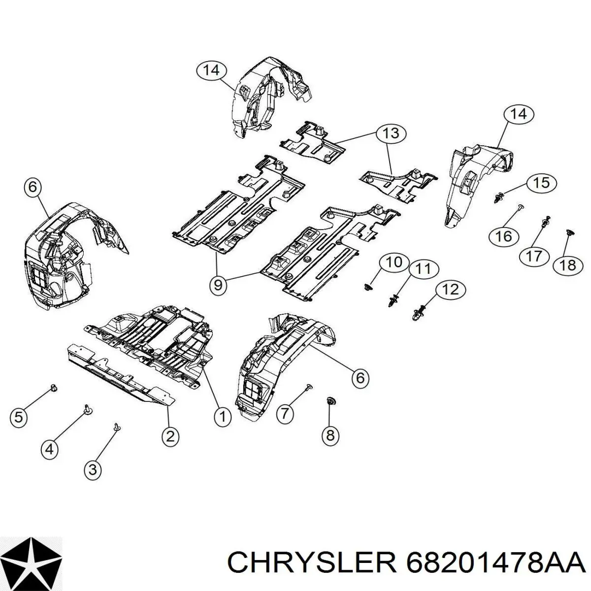 Tuerca del aislante acústico del habitáculo Chrysler 68201478AA precio, desde 2,38 EUR