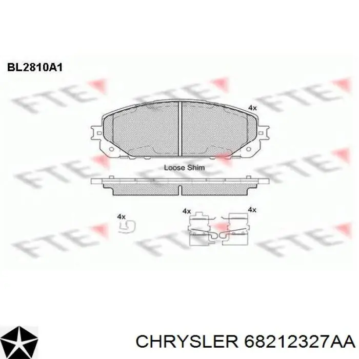 Pastillas freno delanteras Chrysler K68212327AD precio, desde 43,44 EUR