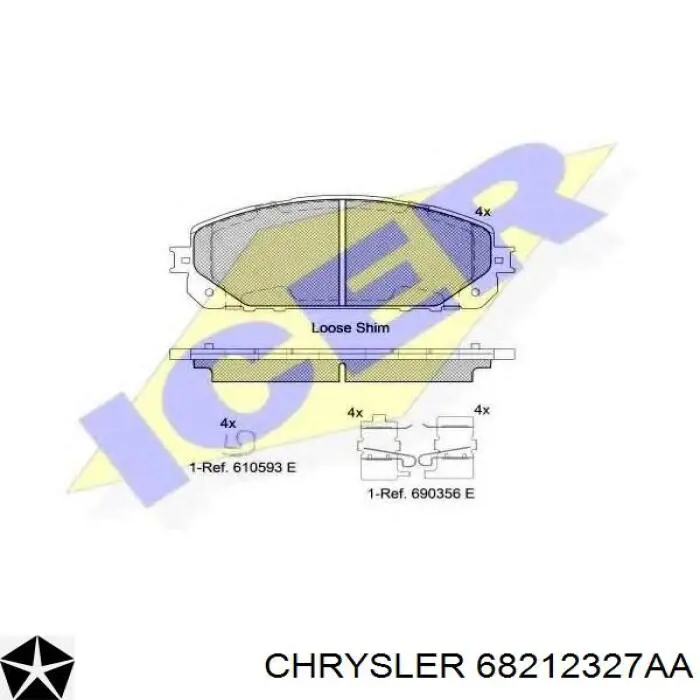 Comprar K68212327AD Chrysler Pastillas delanteras de freno