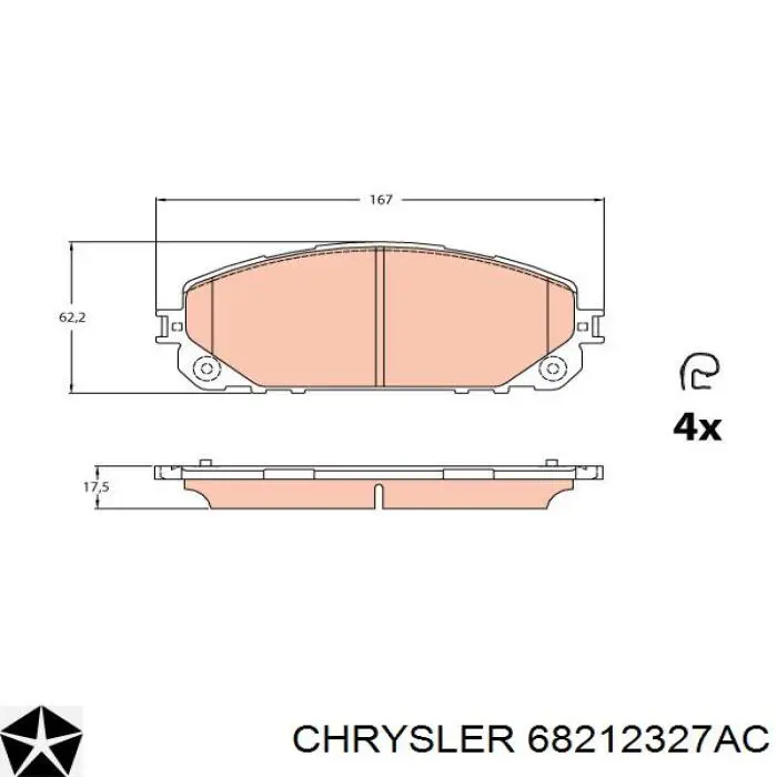 Pastillas freno delanteras Chrysler 68212327AC precio, desde 43,44 EUR