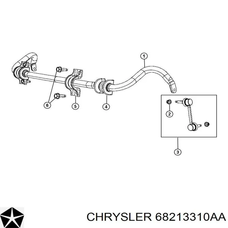 68213310AA Chrysler casquillo de barra estabilizadora delantera